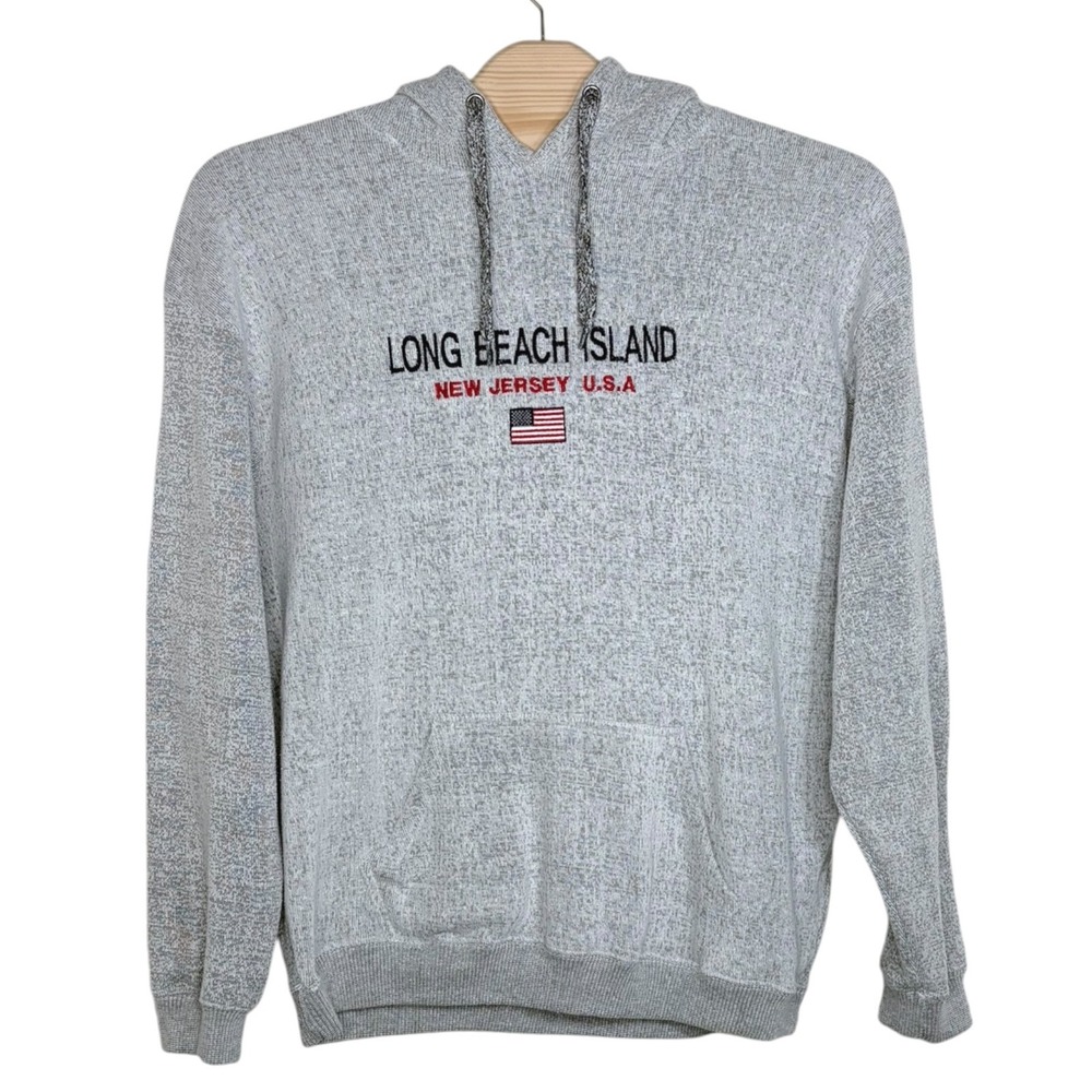Pacific & Co Long Beach Island Hoodie 2XL Gray Marl Embroidered NJ USA‎ Graphic